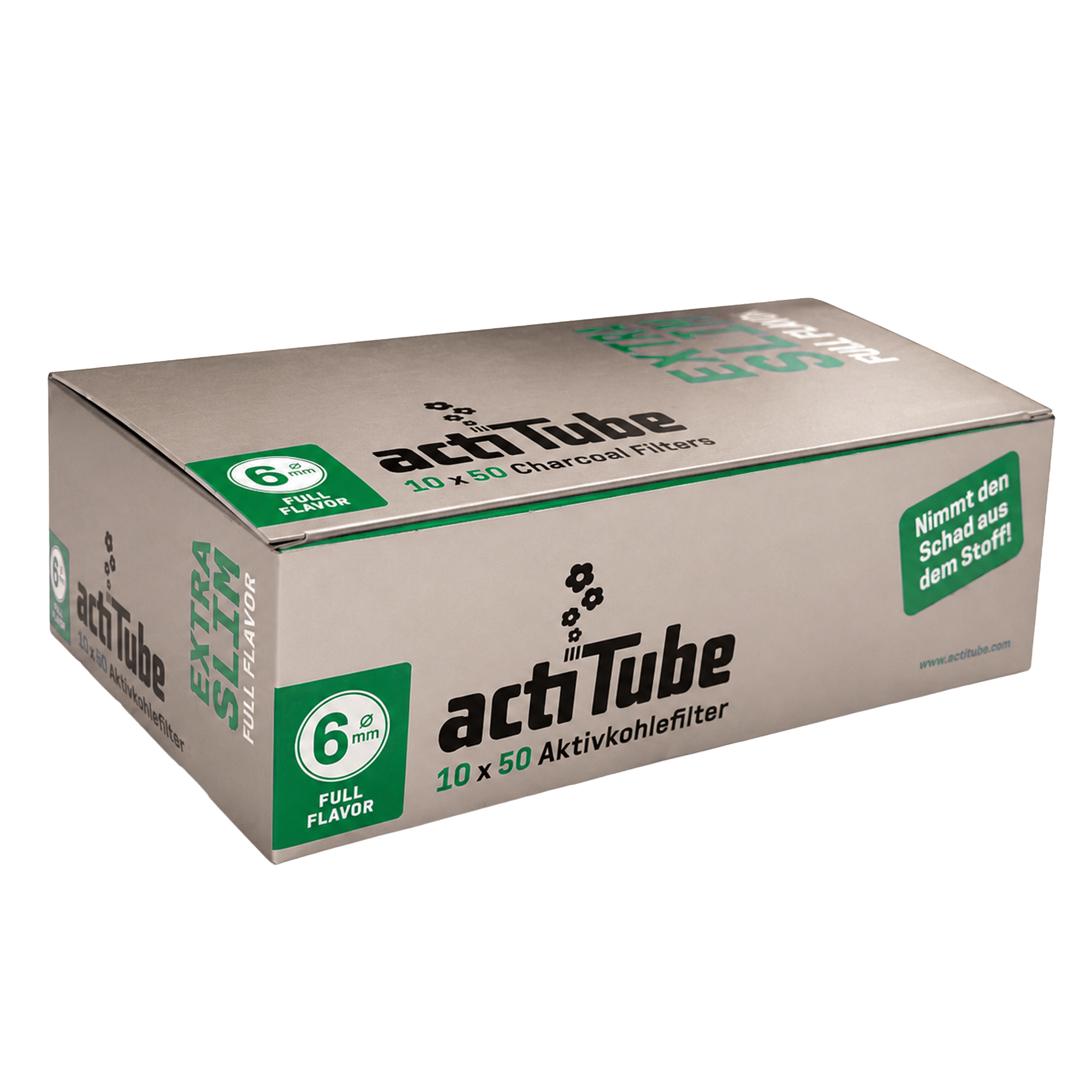 ACTI Tube Extra Slim Aktivkohlefilter 6mm Gold
