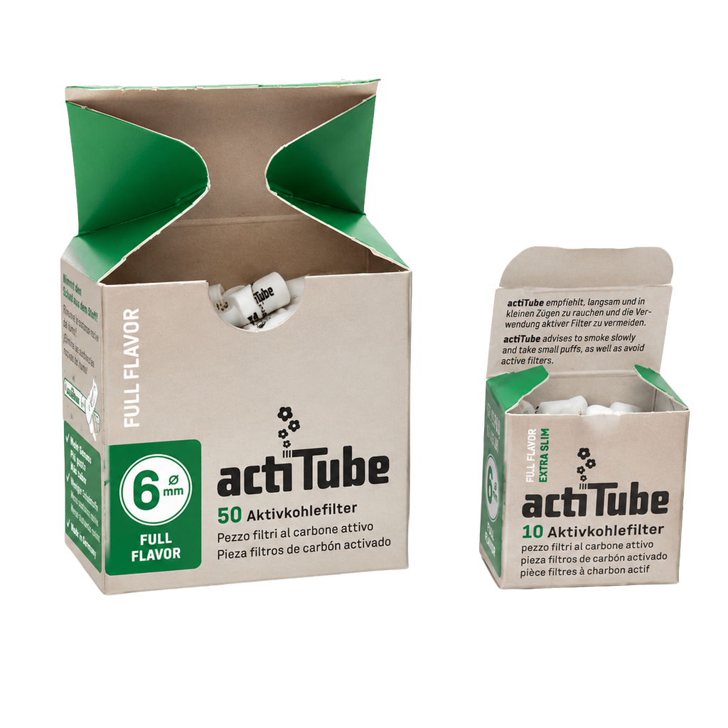 ACTI Tube Extra Slim Aktivkohlefilter 6mm Gold