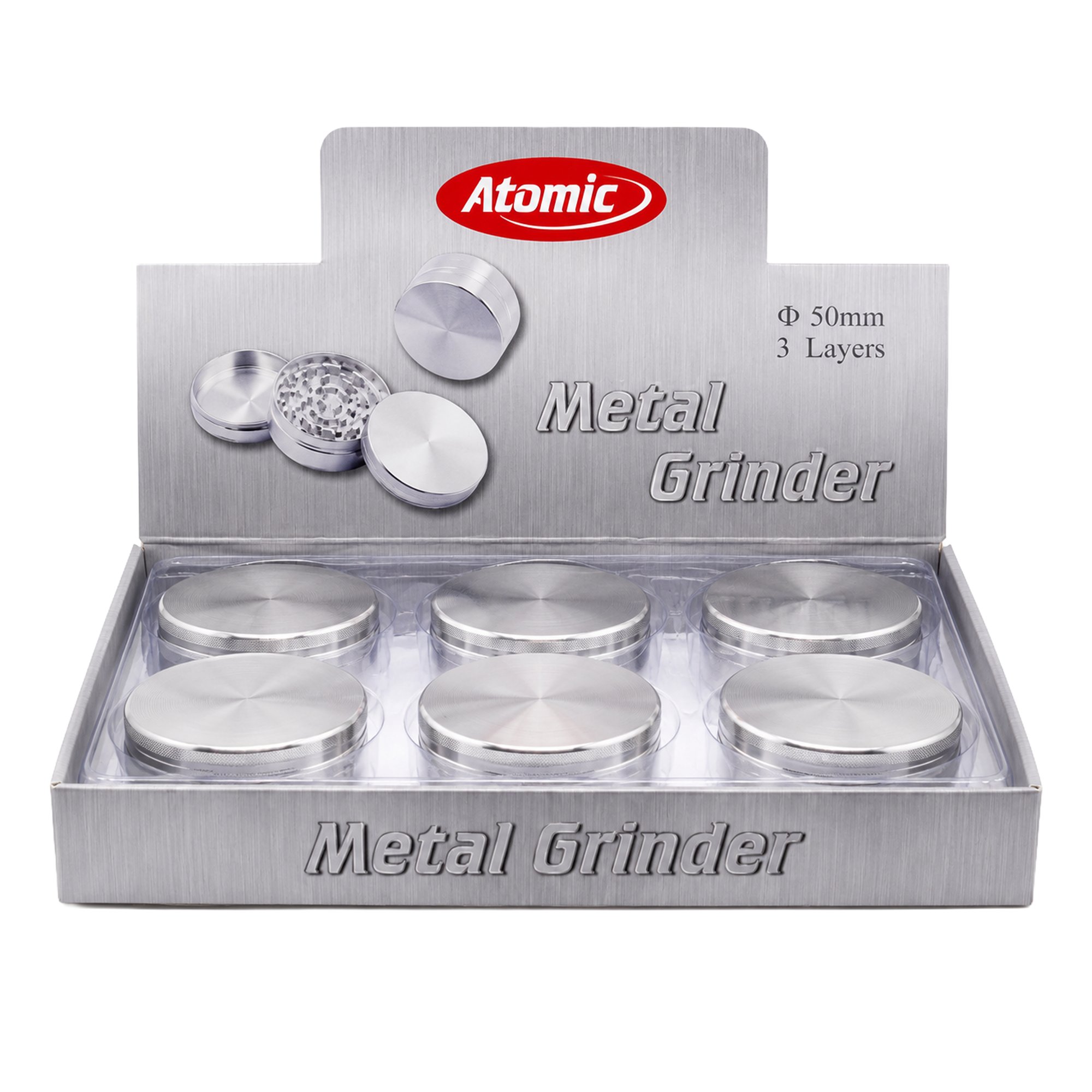ATOMIC Grinder Metal Chrom 3-teilig ø50mm