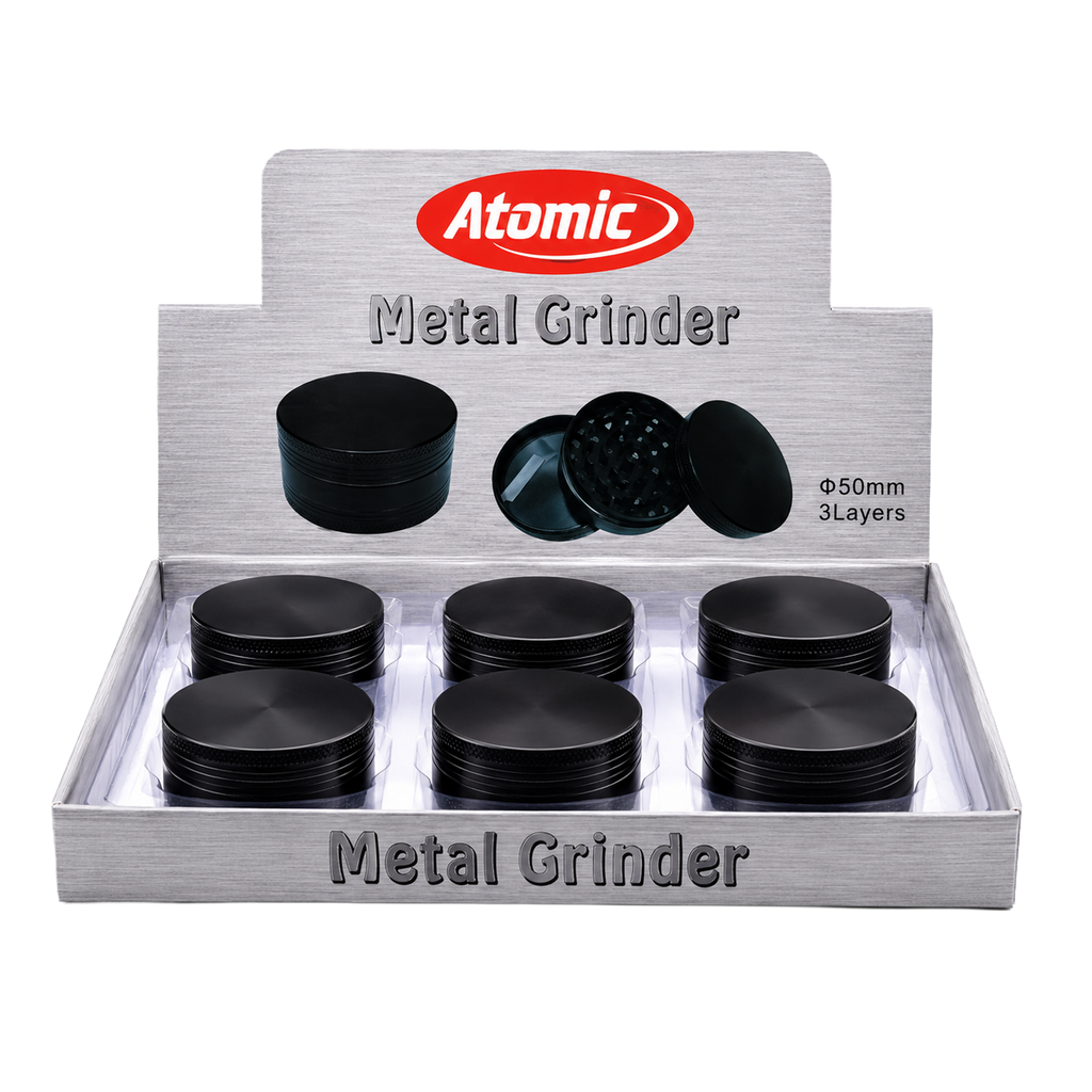 ATOMIC Grinder Metal Schwarz 3-teilig ø50mm
