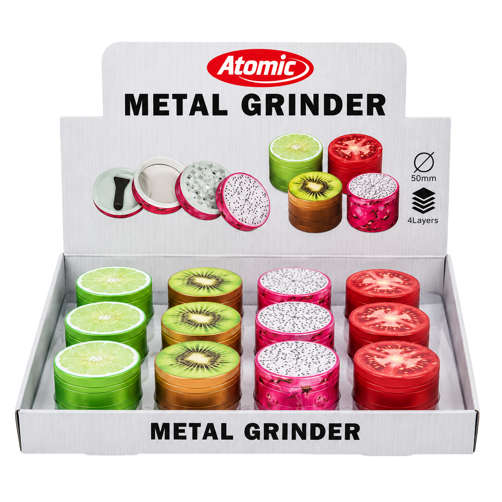 ATOMIC Metal Grinder Fruits, 4-teilig, ø50 mm