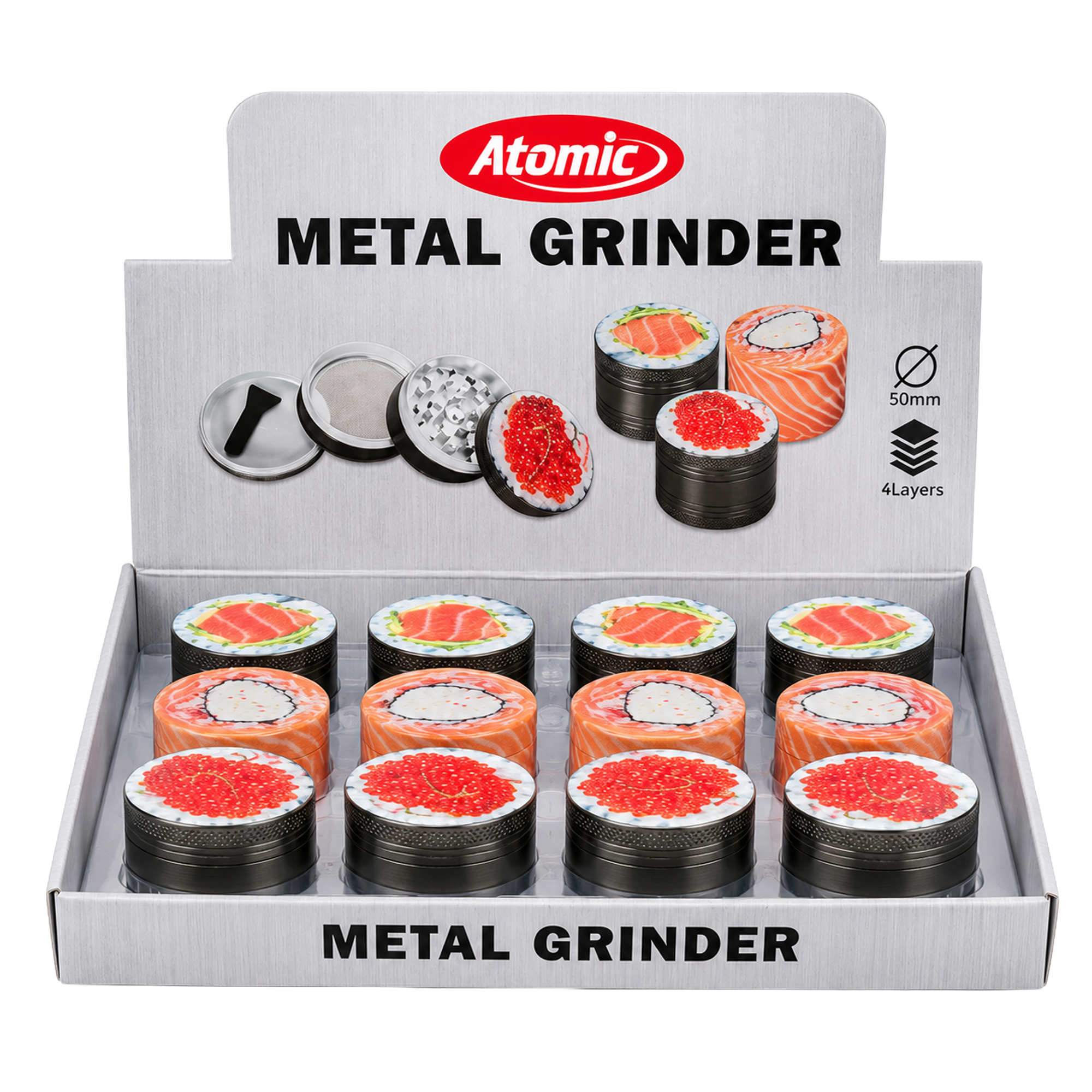 ATOMIC Metal Grinder Sushi, 4-teilig, ø50 mm