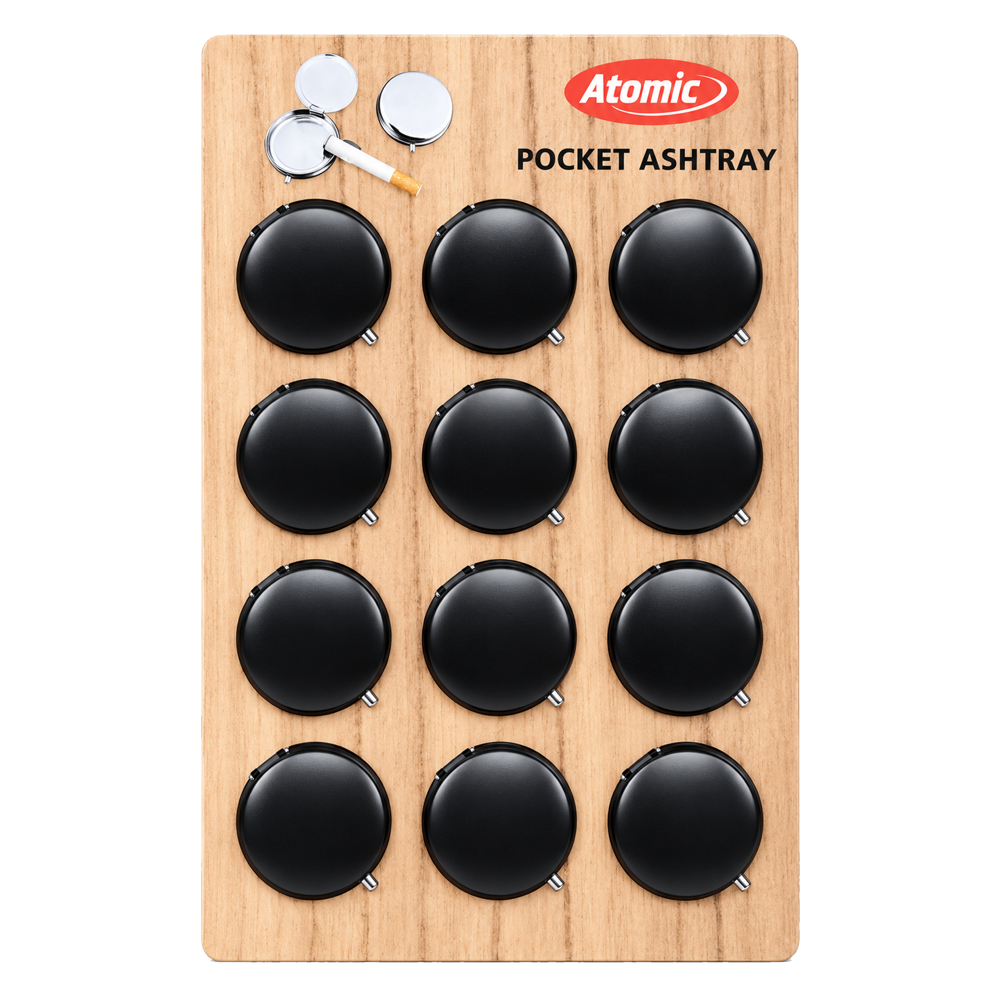 ATOMIC Taschenascher Schwarz Matt