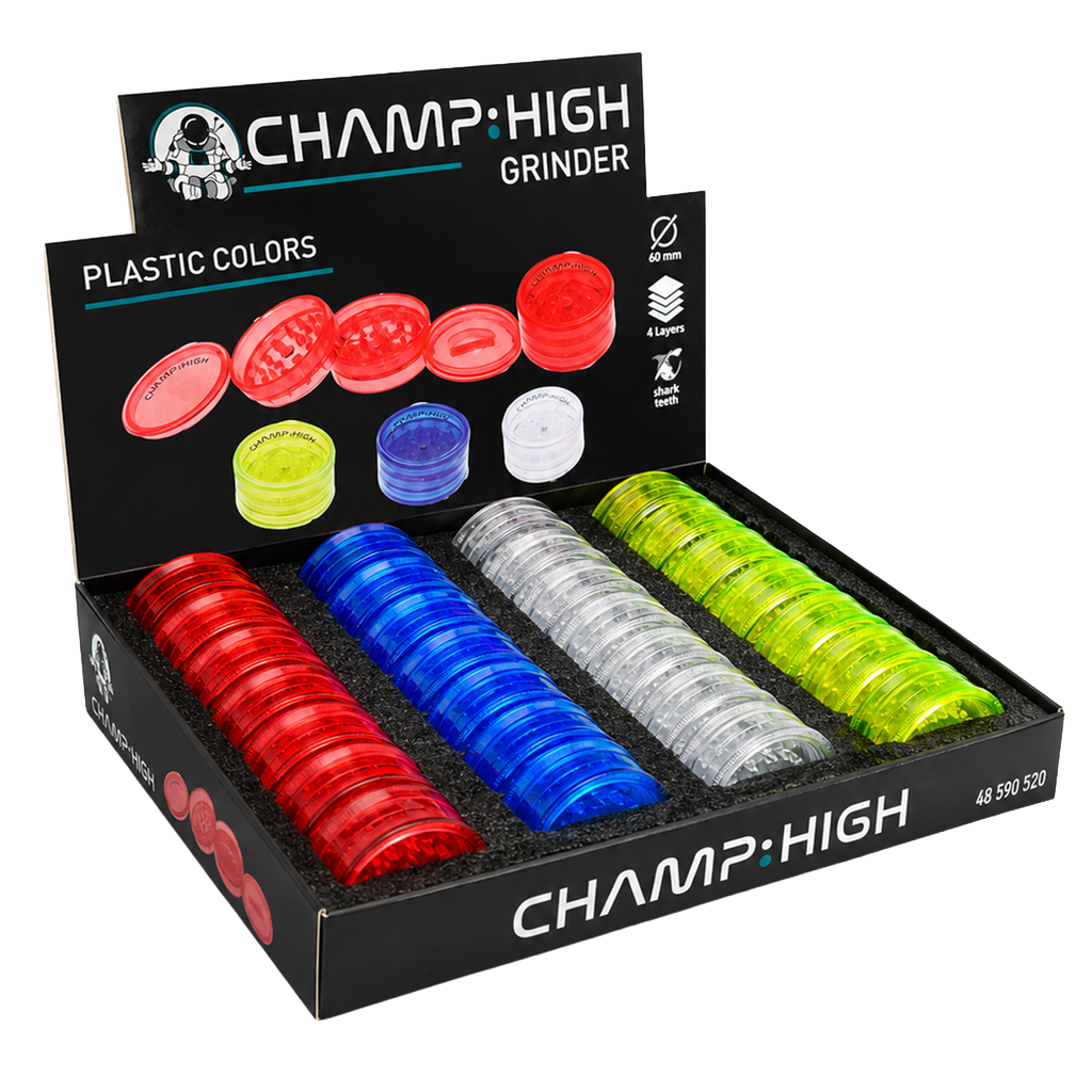 CHAMP HIGH Kunststoff Grinder 4fach 60mm Bunt