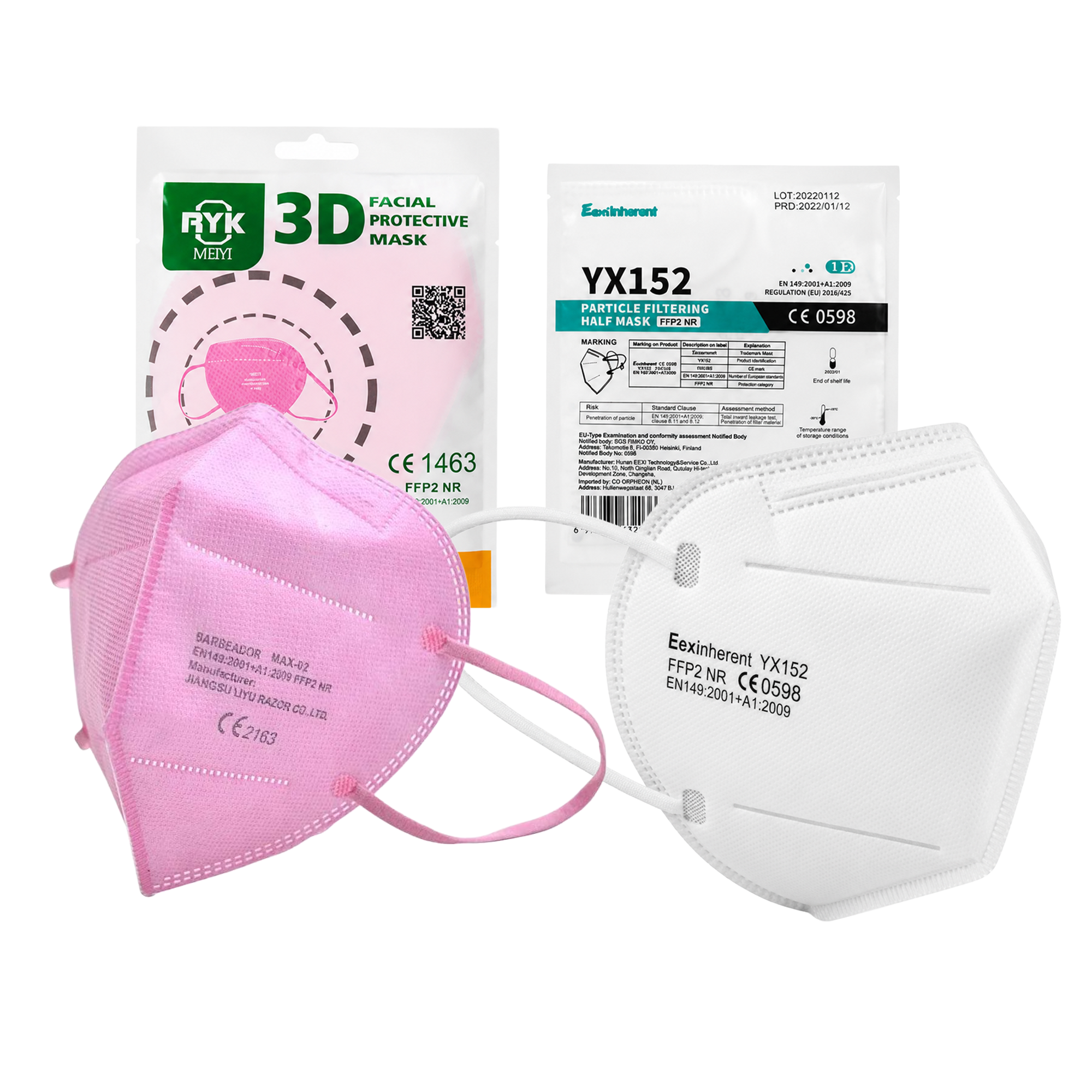 FFP2 Maske Weiß/Rosa