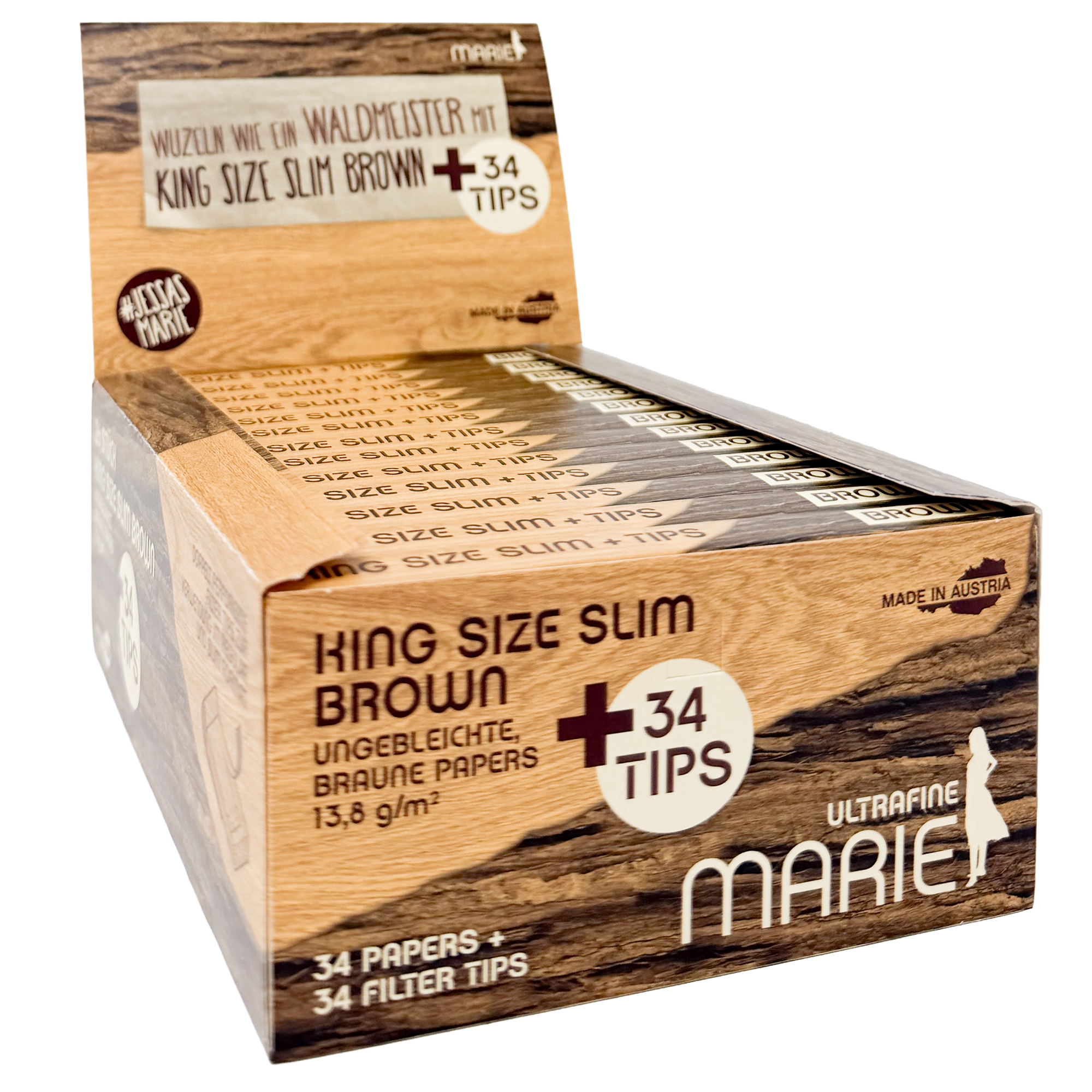 MARIE King Size Slim + Tips Brown