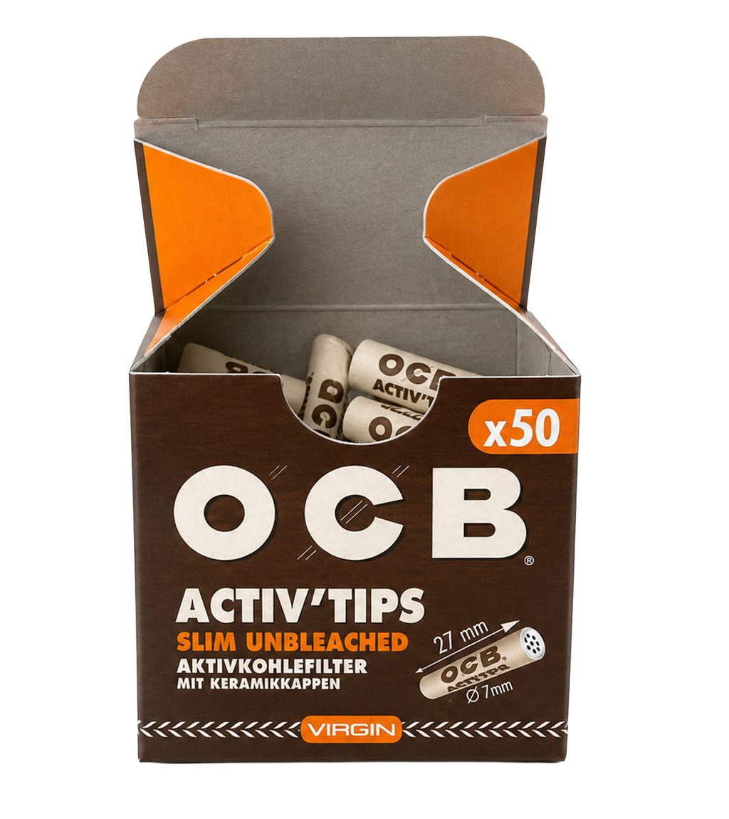 OCB Virgin Unbleached Activ Tips Filter 7mm