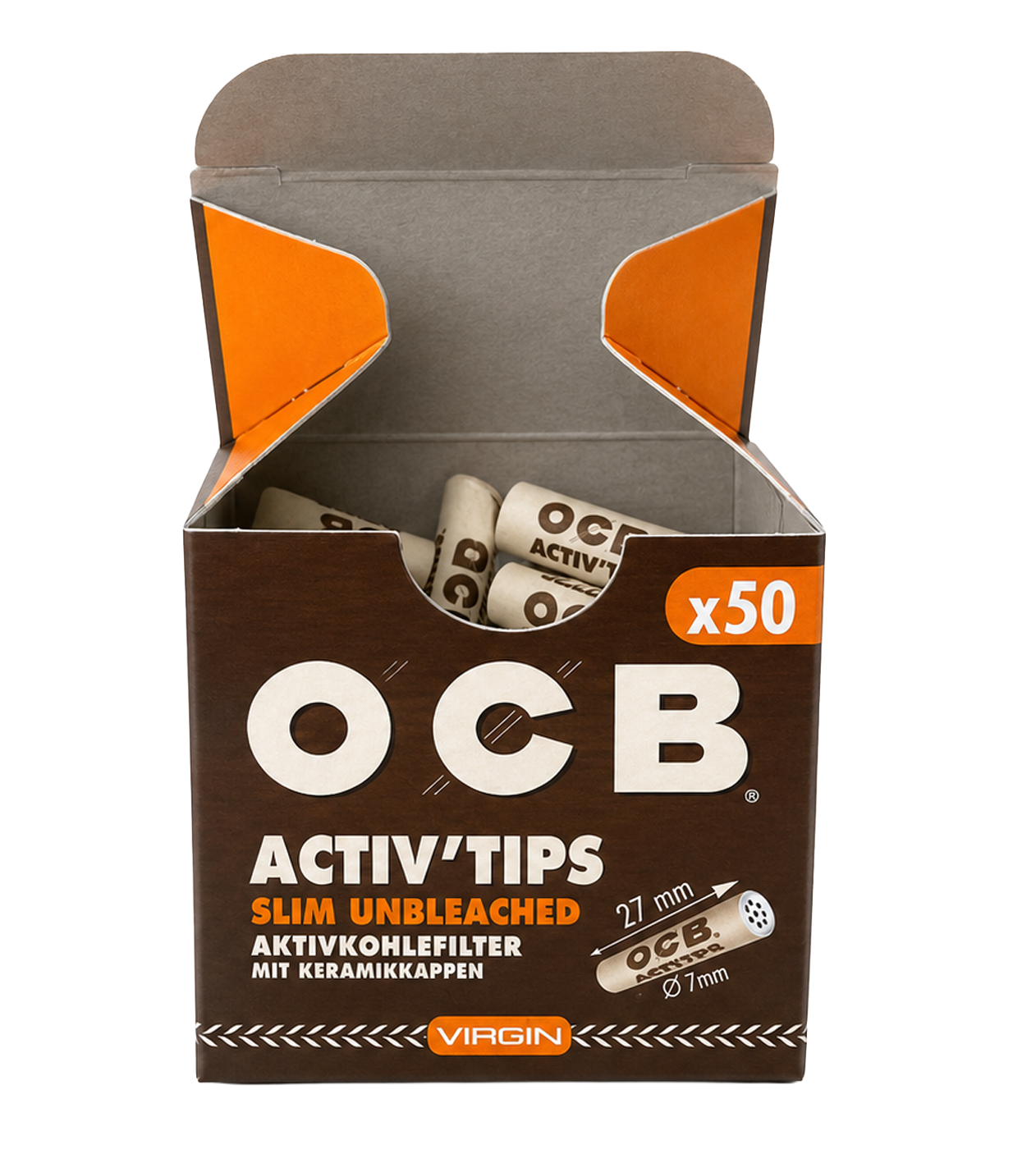 OCB Virgin Unbleached Activ Tips Filter 7mm