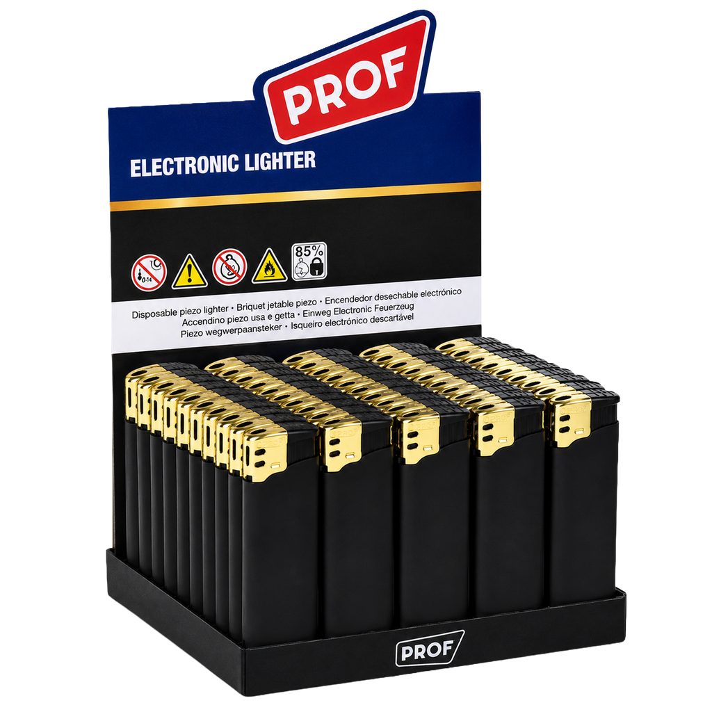 PROF Electronic Rubber Schwarz Gold Cap