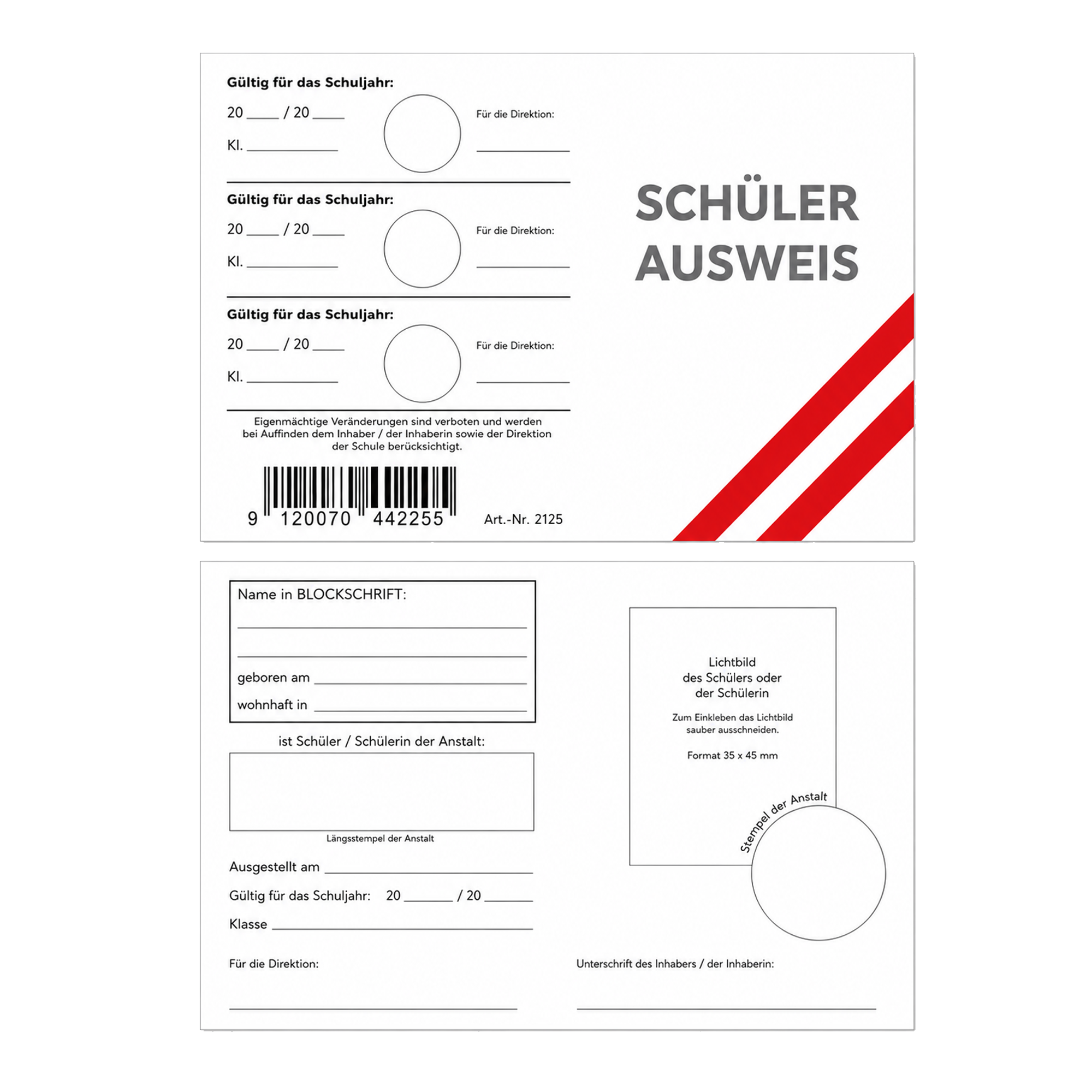 Schülerausweis Papier